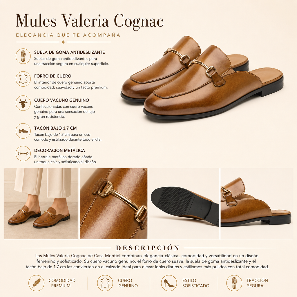 Casa Montiel / Mocasines Valeria Cognac