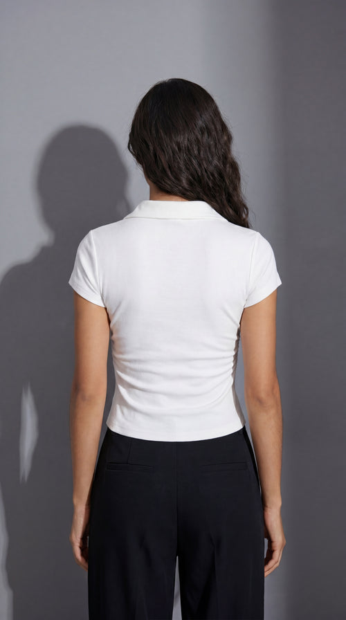 Casa Montiel / Camiseta Aura Polo Blanca