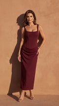 Casa Montiel / Vestido Corset con Falda Drapeada